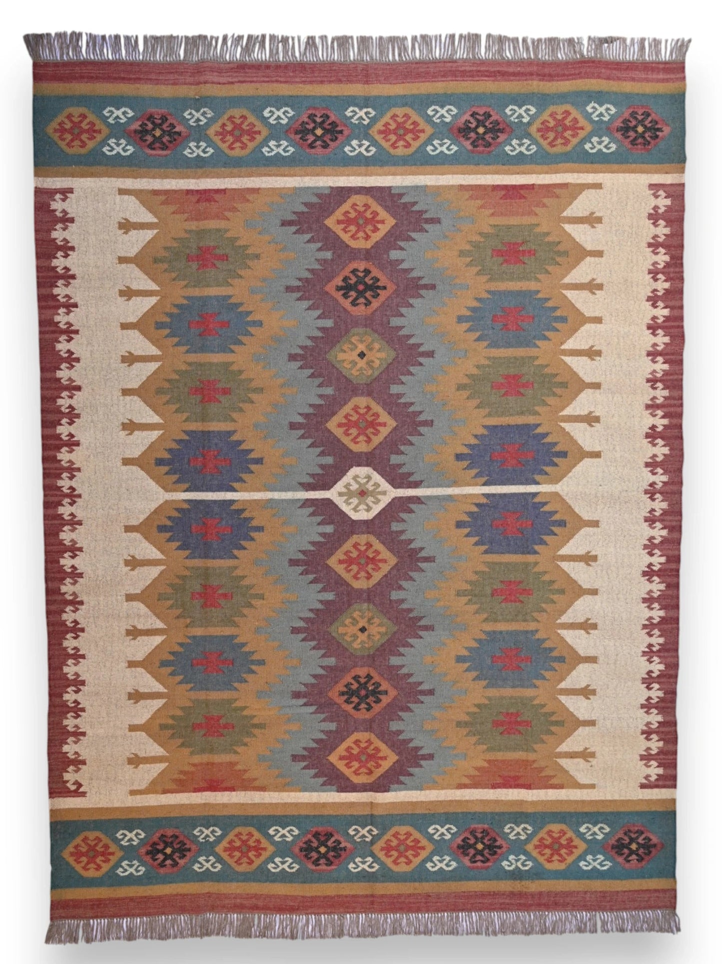 alfombras kililm pasillo  270x360  multicolor necha a mano en fibras naturales

