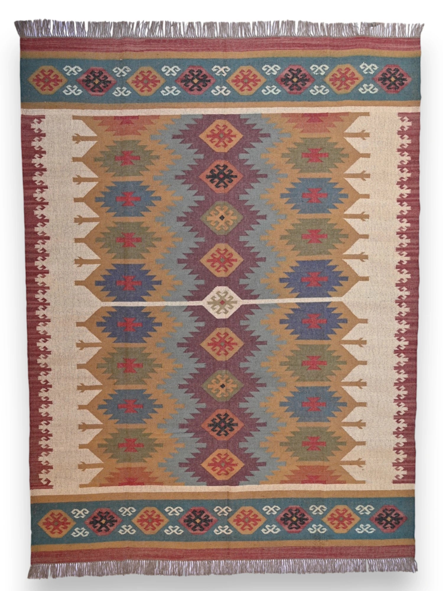 alfombras kililm pasillo  270x360  multicolor necha a mano en fibras naturales
