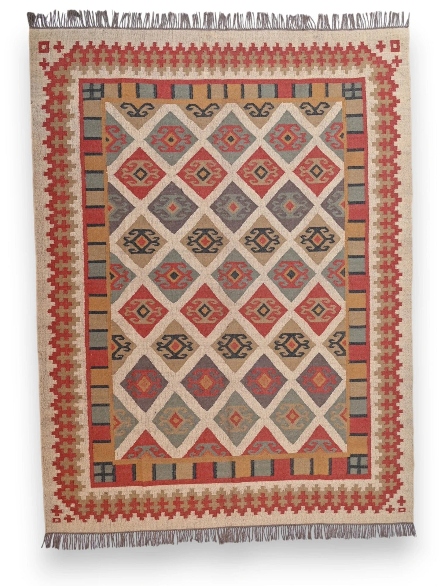alfombras kililm pasillo  270x360  multicolor necha a mano en fibras naturales
