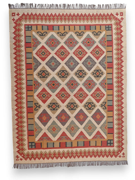 alfombras kililm pasillo  270x360  multicolor necha a mano en fibras naturales
