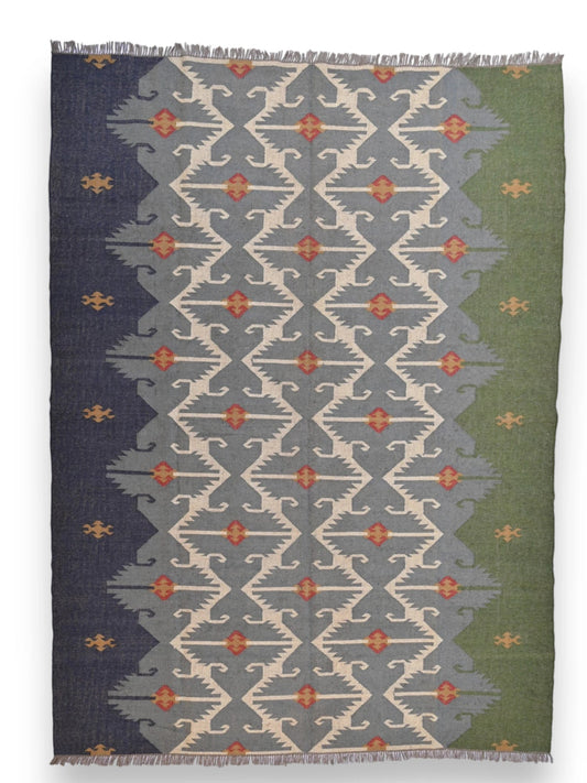 alfombras kililm pasillo  270x360  multicolor necha a mano en fibras naturales