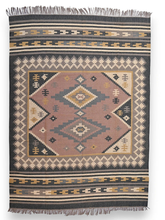 alfombras kililm pasillo  270x360  multicolor necha a mano en fibras naturales
