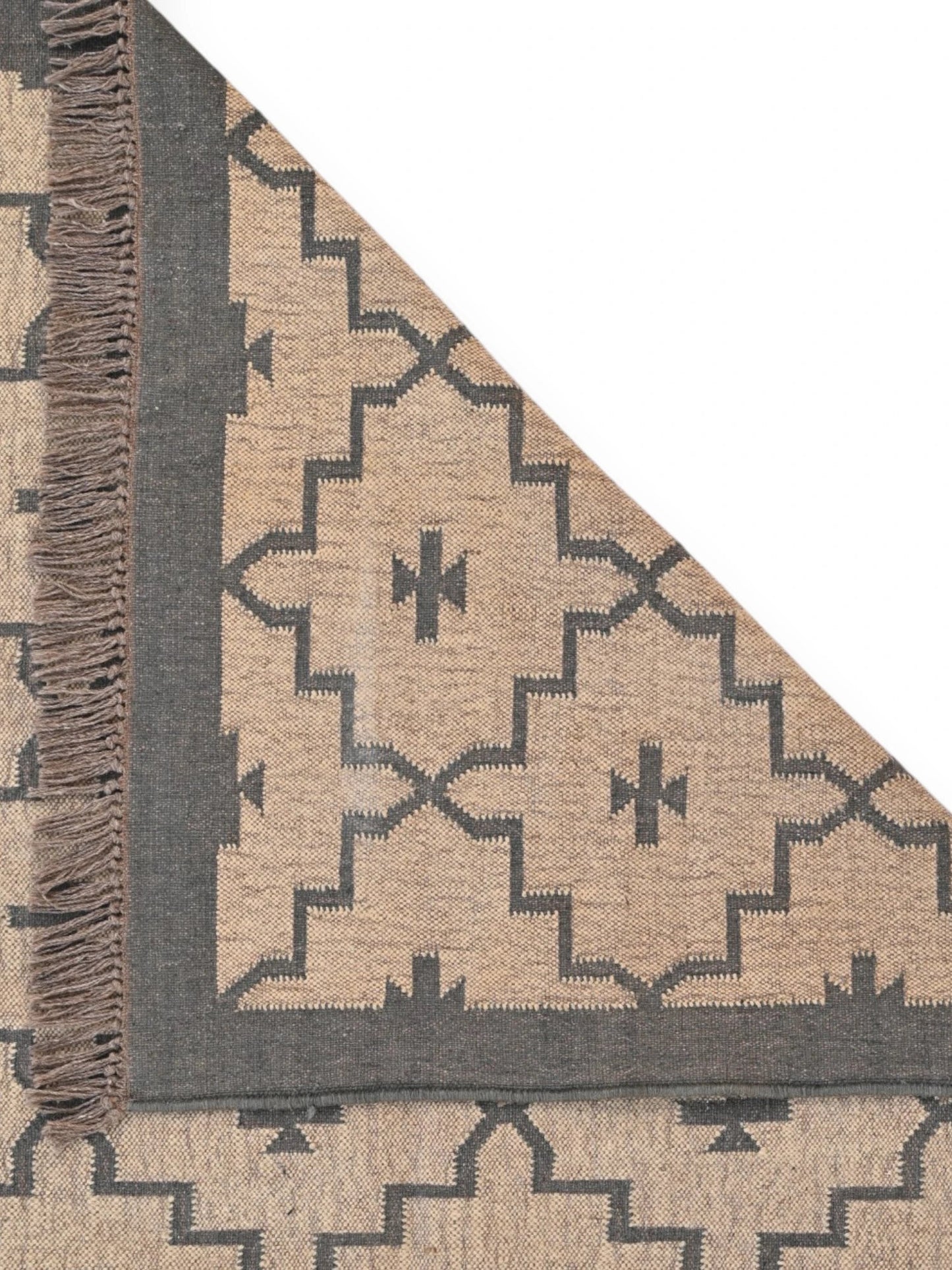 Detalle de alfombras kililm pasillo 280x320 multicolor necha a mano en fibras naturales