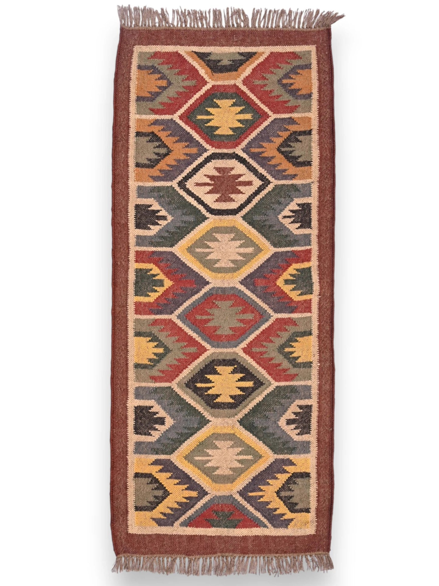 alfombras kililm pasillo 60x150 multicolor necha a mano en fibras naturales