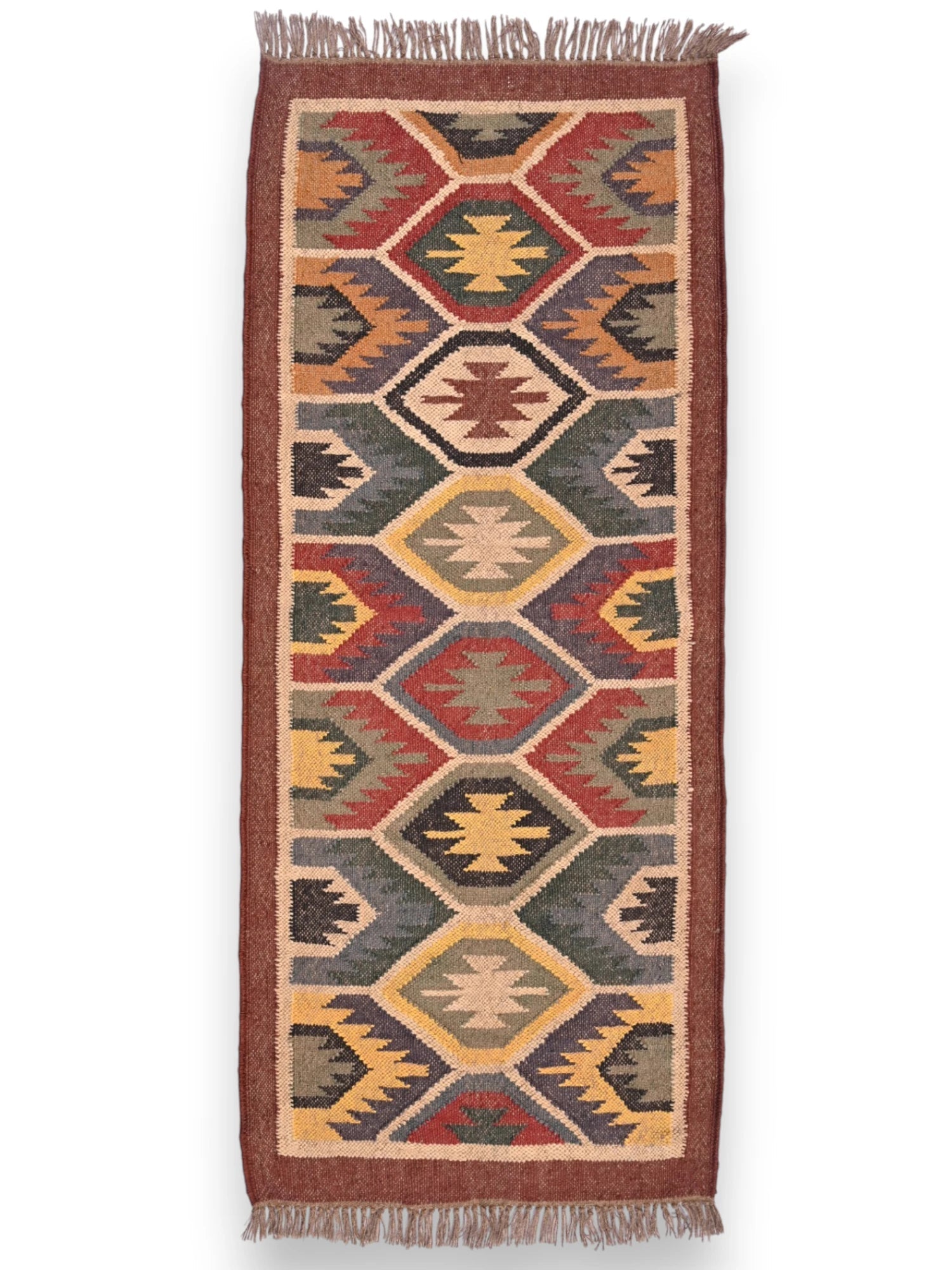 alfombras kililm pasillo 60x150 multicolor necha a mano en fibras naturales