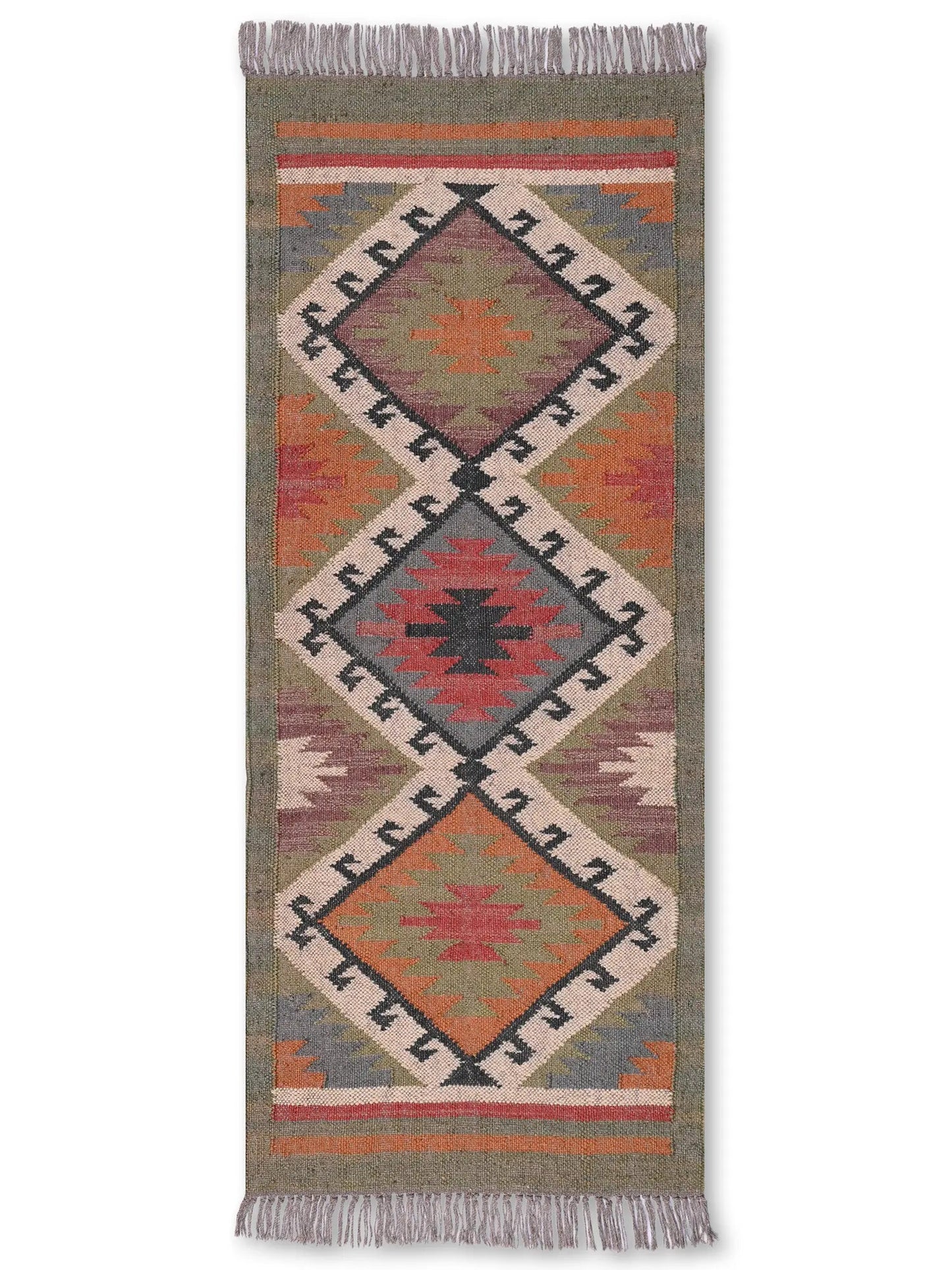 alfombras kilim pasillo 60x150 multicolor hecha a mano en fibras naturales