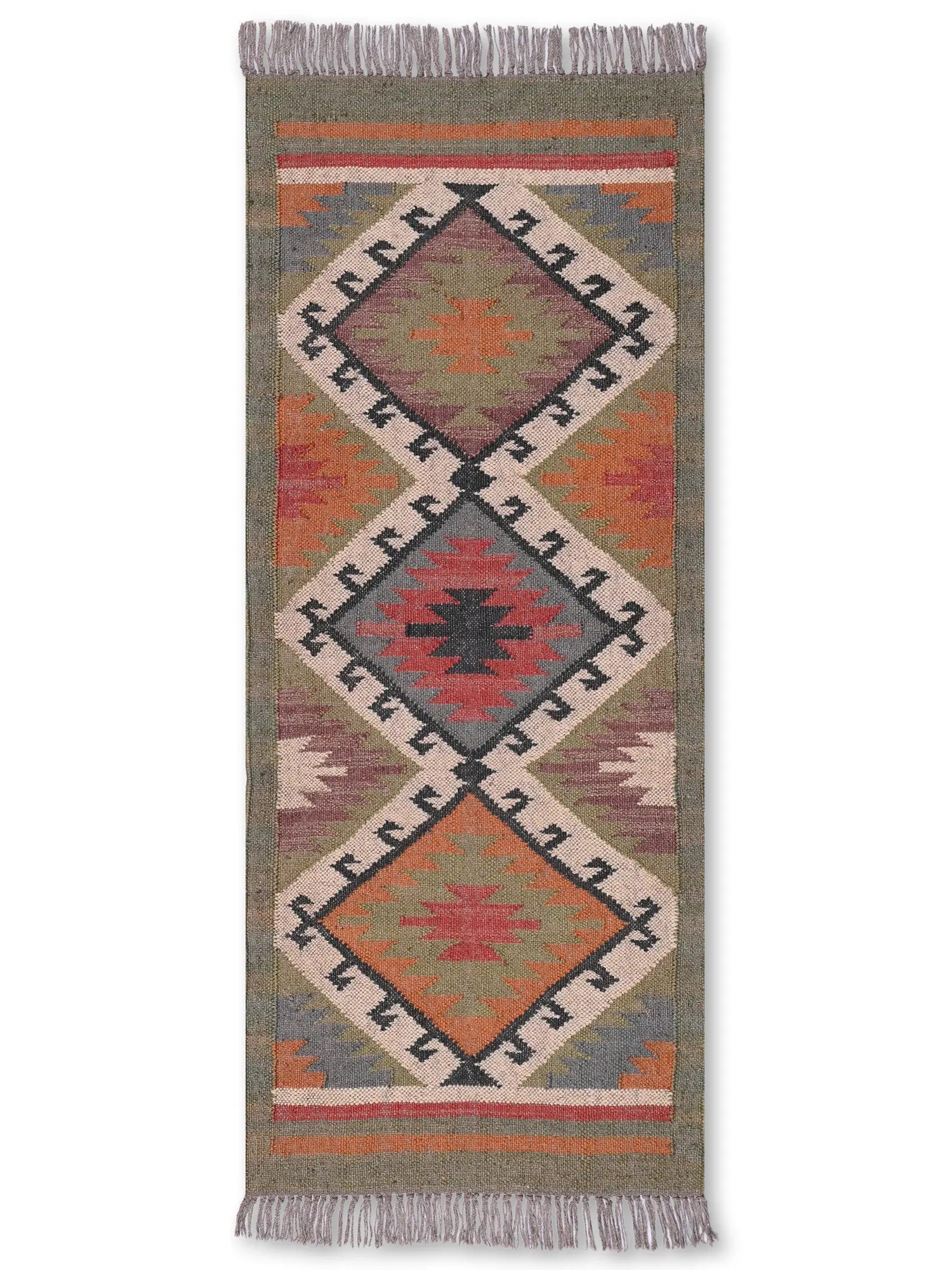 alfombras kilim pasillo 60x150 multicolor hecha a mano en fibras naturales