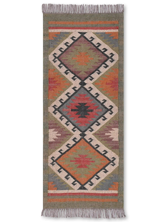 alfombras kilim pasillo 60x150 multicolor hecha a mano en fibras naturales