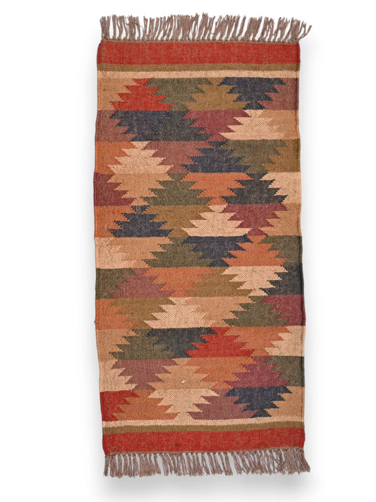 alfombras kililm pasillo 60x150 multicolor necha a mano en fibras naturales