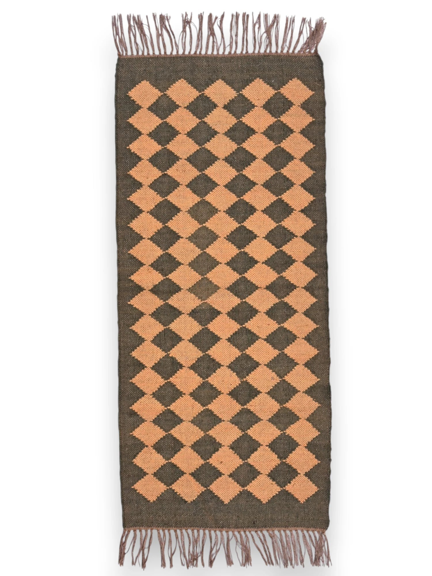 alfombras kililm pasillo 60x150 marrón necha a mano en fibras naturales
