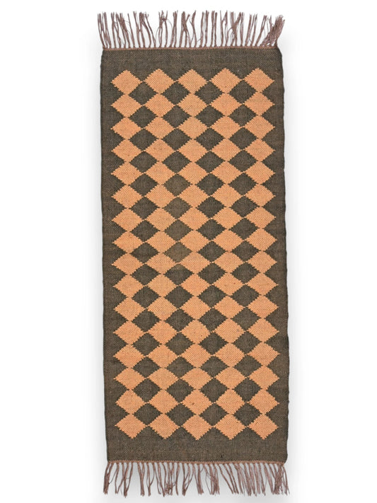 alfombras kililm pasillo 60x150 marrón necha a mano en fibras naturales
