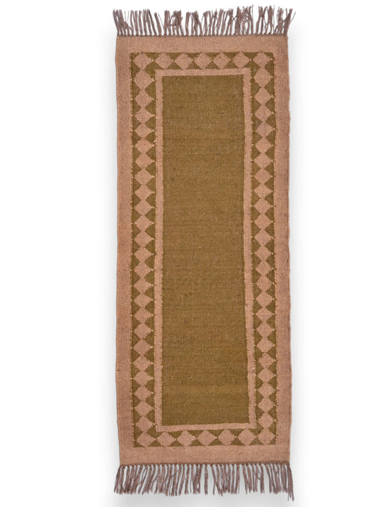 alfombras kililm pasillo 60x150 marrón necha a mano en fibras naturales
