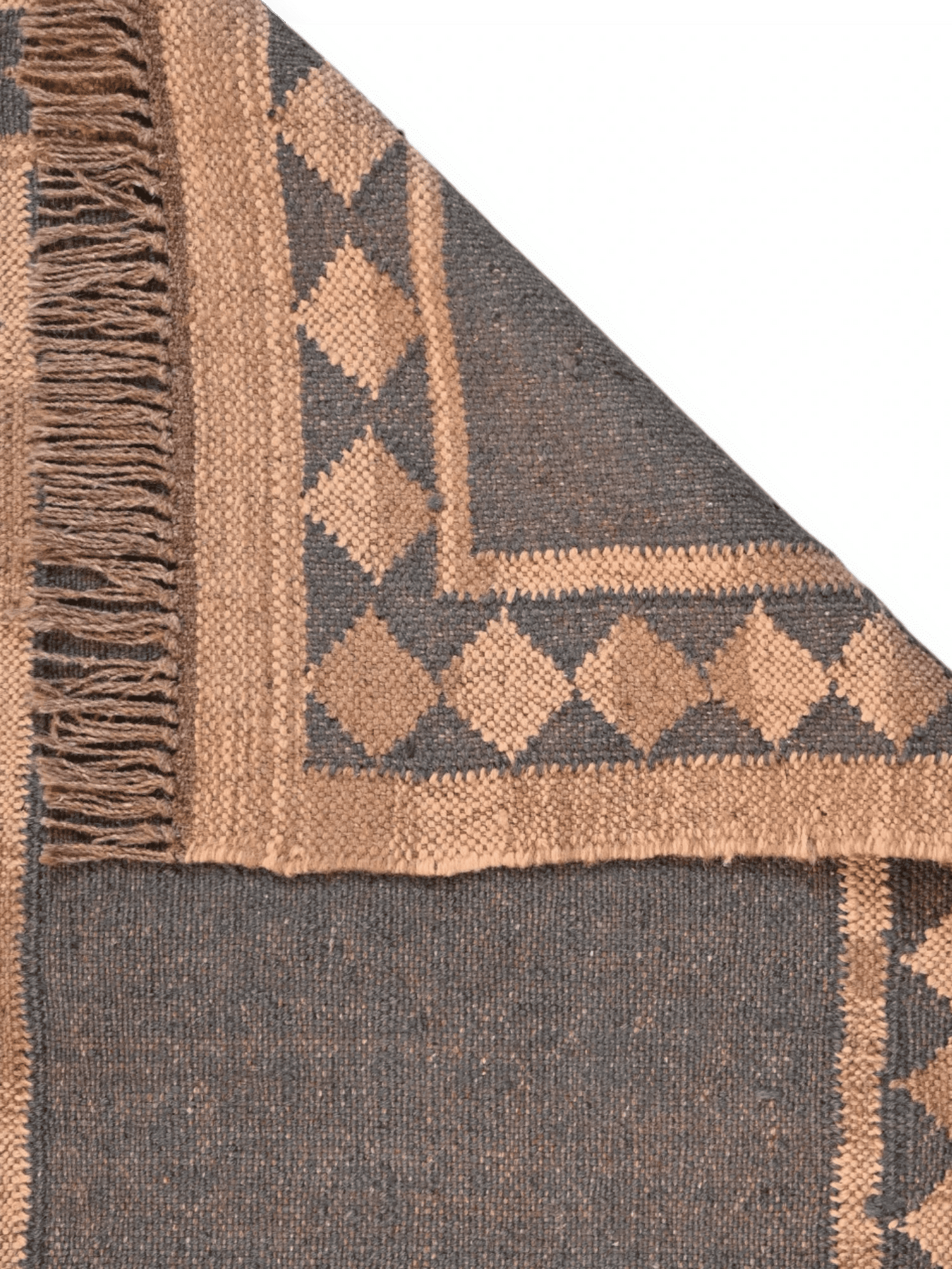 Detalle de alfombras kililm pasillo 60x150 multicolor necha a mano en fibras naturales