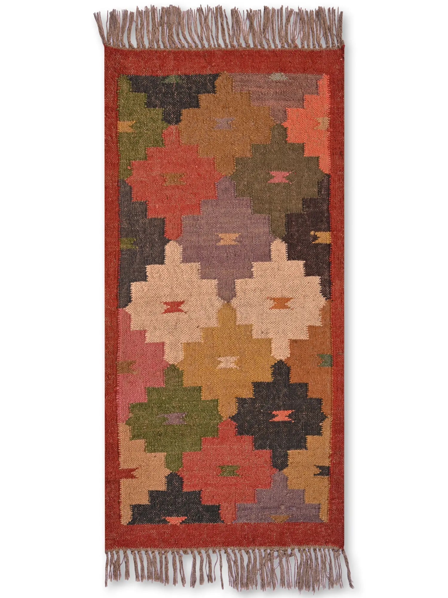 alfombras kililm pasillo 60x150 multicolor necha a mano en fibras naturales