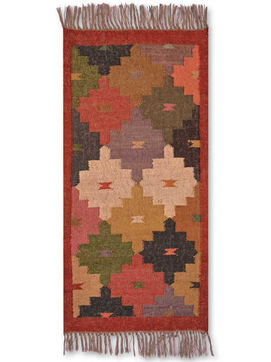 alfombras kililm pasillo 60x150 multicolor necha a mano en fibras naturales