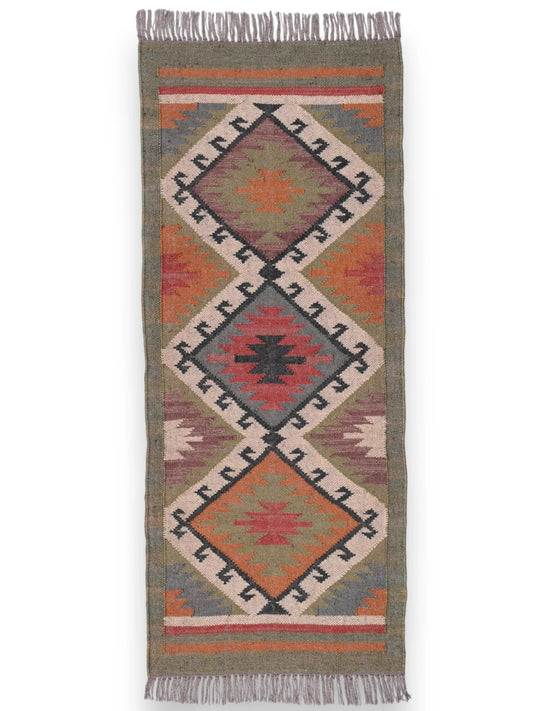 alfombras kilim pasillo 60x150 multicolor hecha a mano en fibras naturales