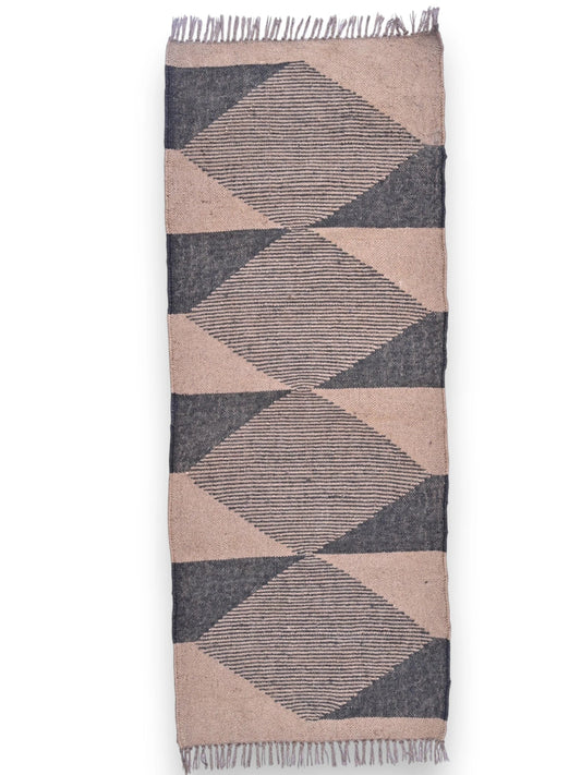 alfombras kililm pasillo 60x150 negro beige necha a mano en fibras naturales