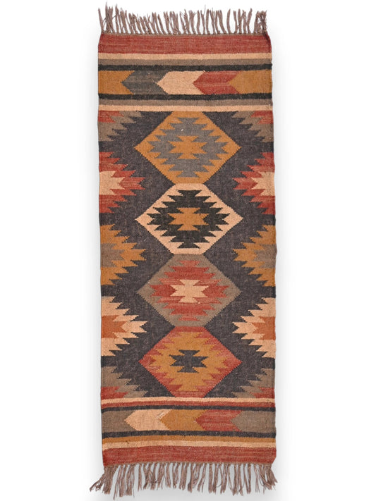 alfombras kililm pasillo 60x150 multicolor necha a mano en fibras naturales