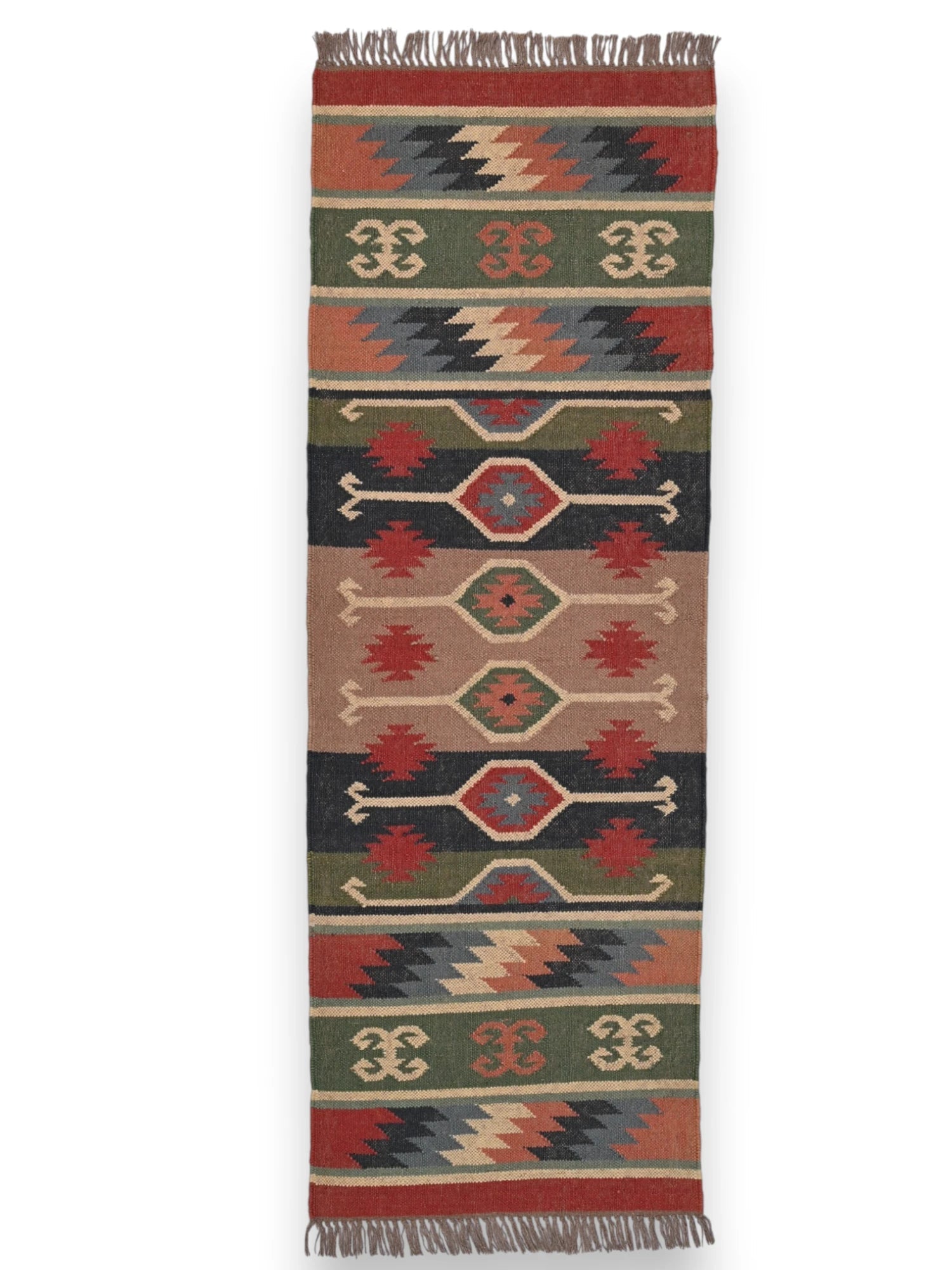 alfombras kilim pasillo 60x180 multicolor hecha a mano en fibras naturales
