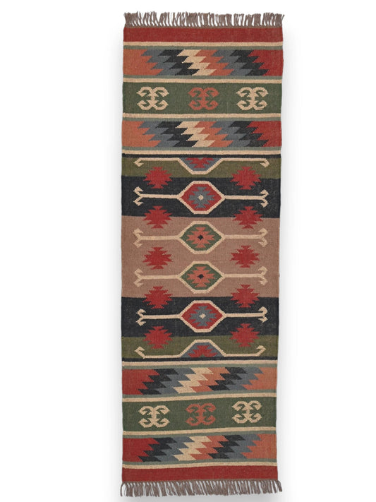 alfombras kilim pasillo 60x180 multicolor hecha a mano en fibras naturales
