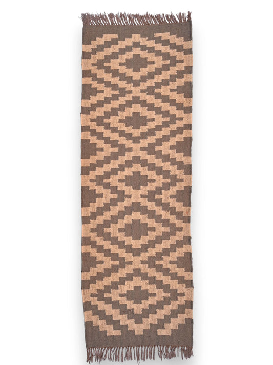 alfombras kililm pasillo 60x180 marrón necha a mano en fibras naturales