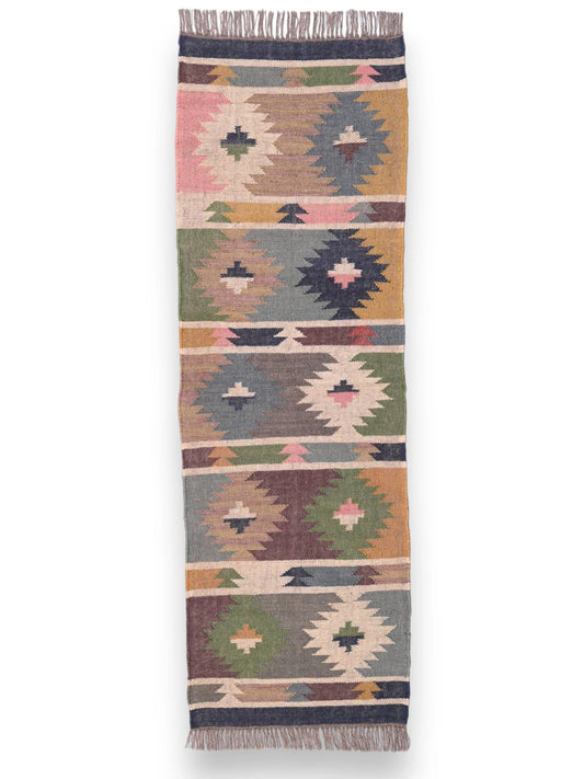 alfombras kilim pasillo 60x180 multicolor hecha a mano en fibras naturales
