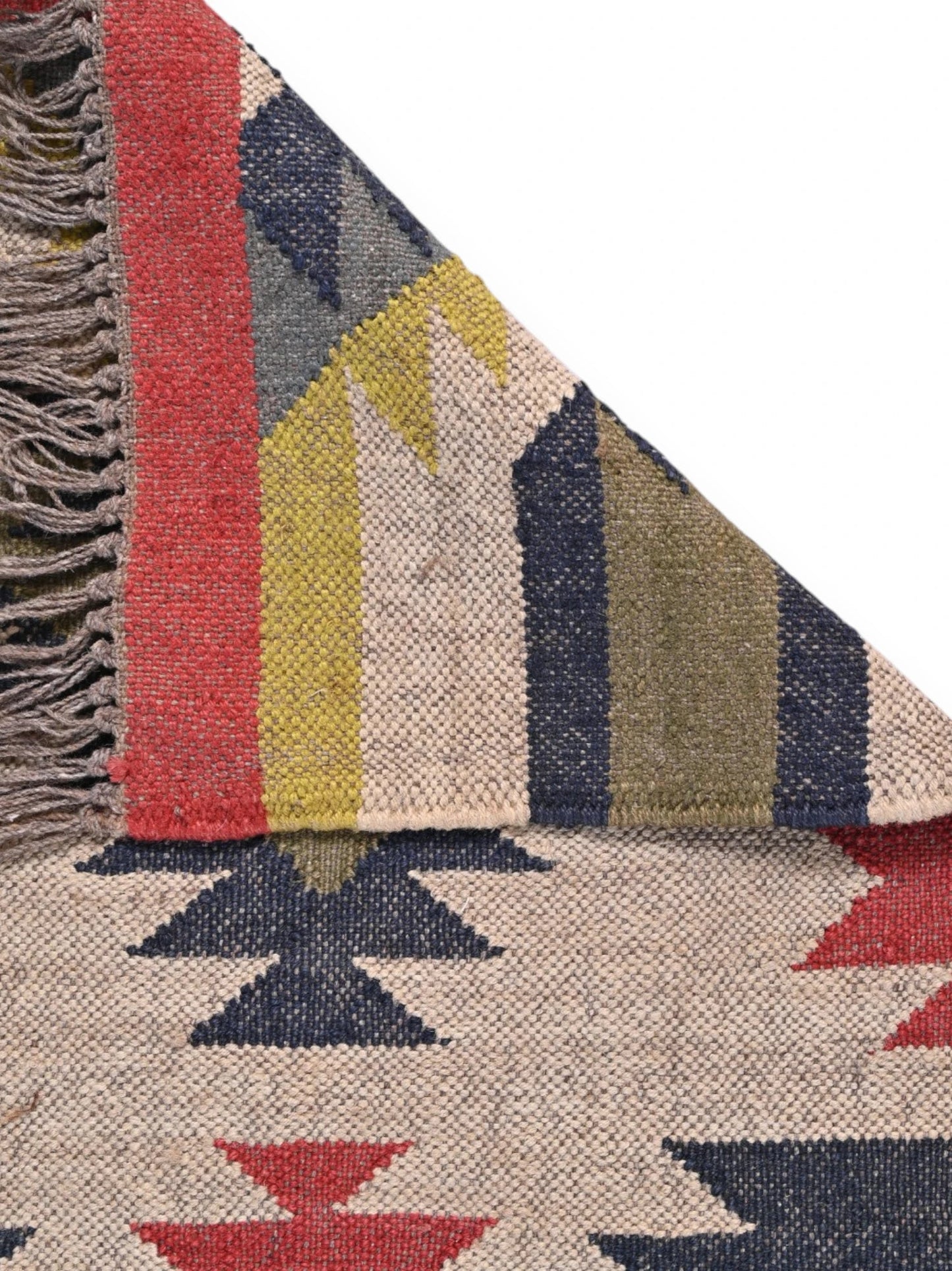Detalle de alfombras kililm pasillo  60x180 multicolor necha a mano en fibras naturales