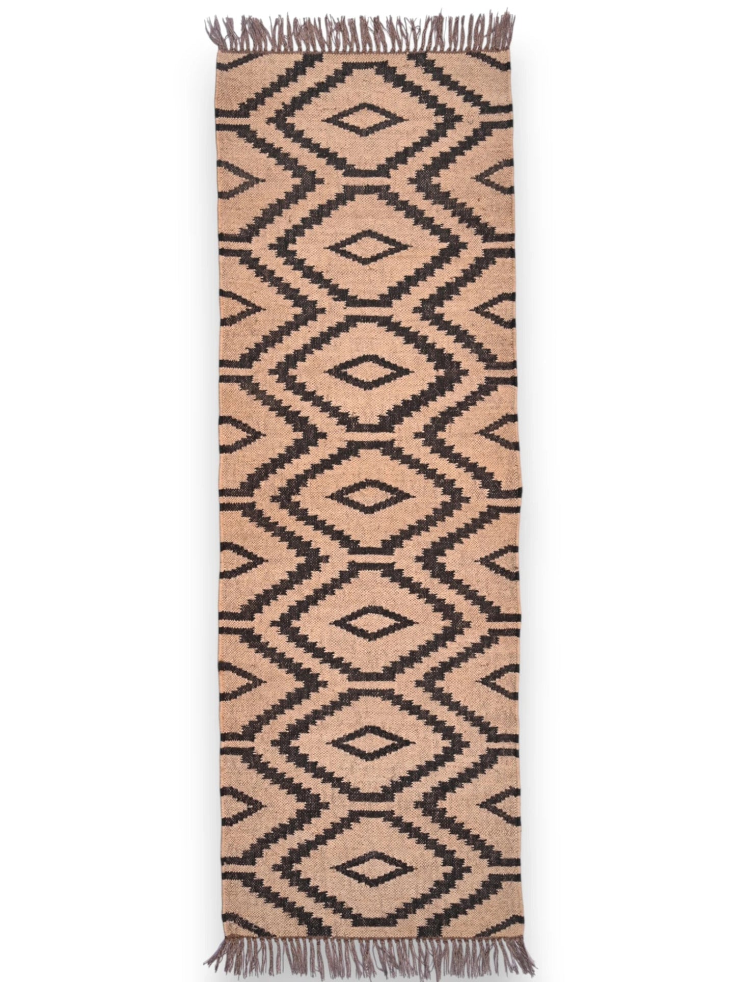 alfombras kililm pasillo 60x180 beige  negro necha a mano en fibras naturales