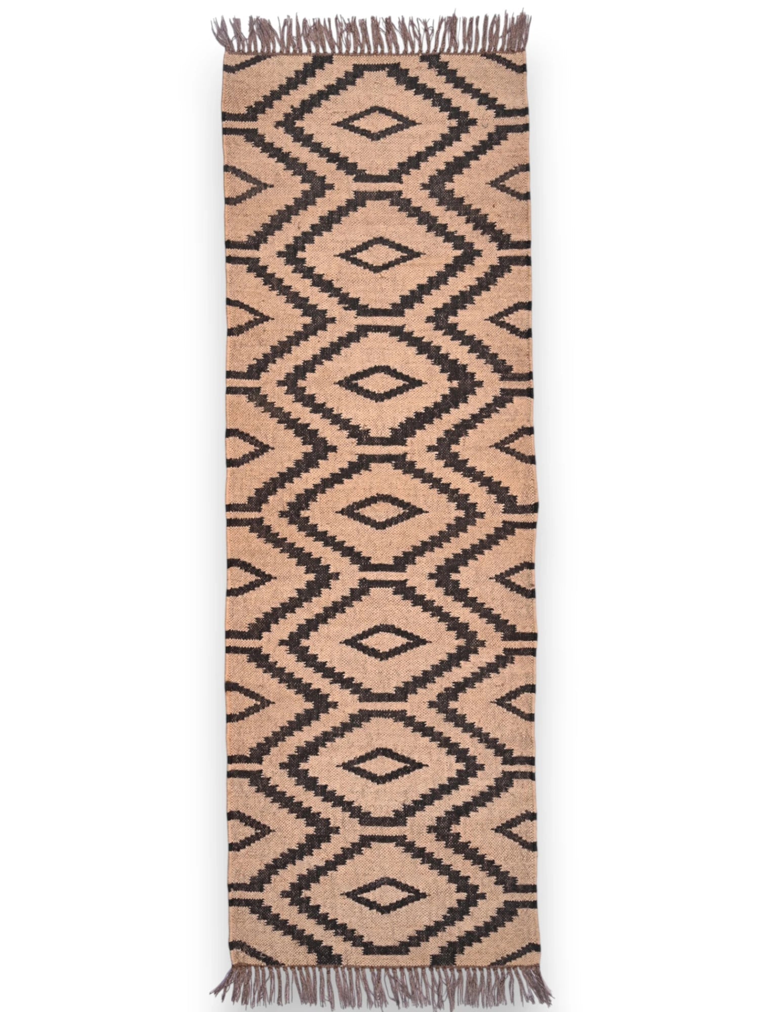 alfombras kililm pasillo 60x180 beige  negro necha a mano en fibras naturales