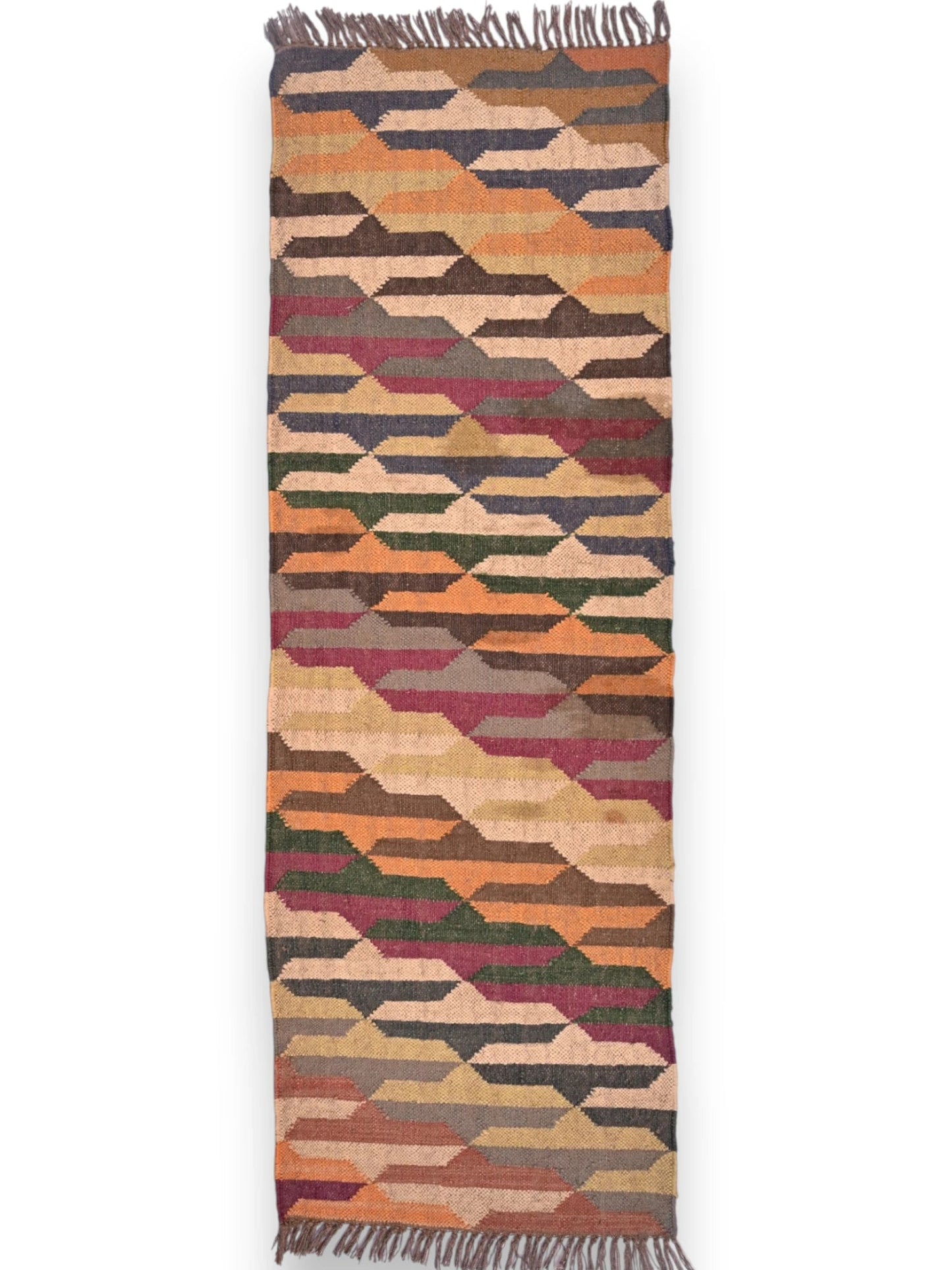alfombras kililm pasillo 60x180 multicolor necha a mano en fibras naturales