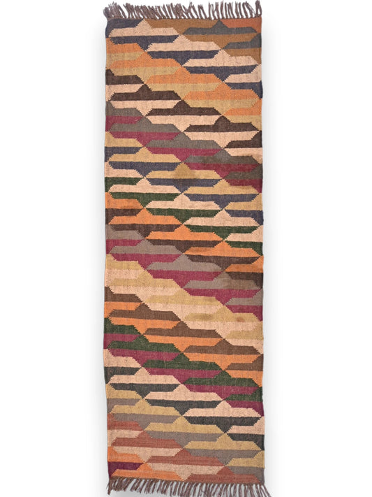 alfombras kililm pasillo 60x180 multicolor necha a mano en fibras naturales