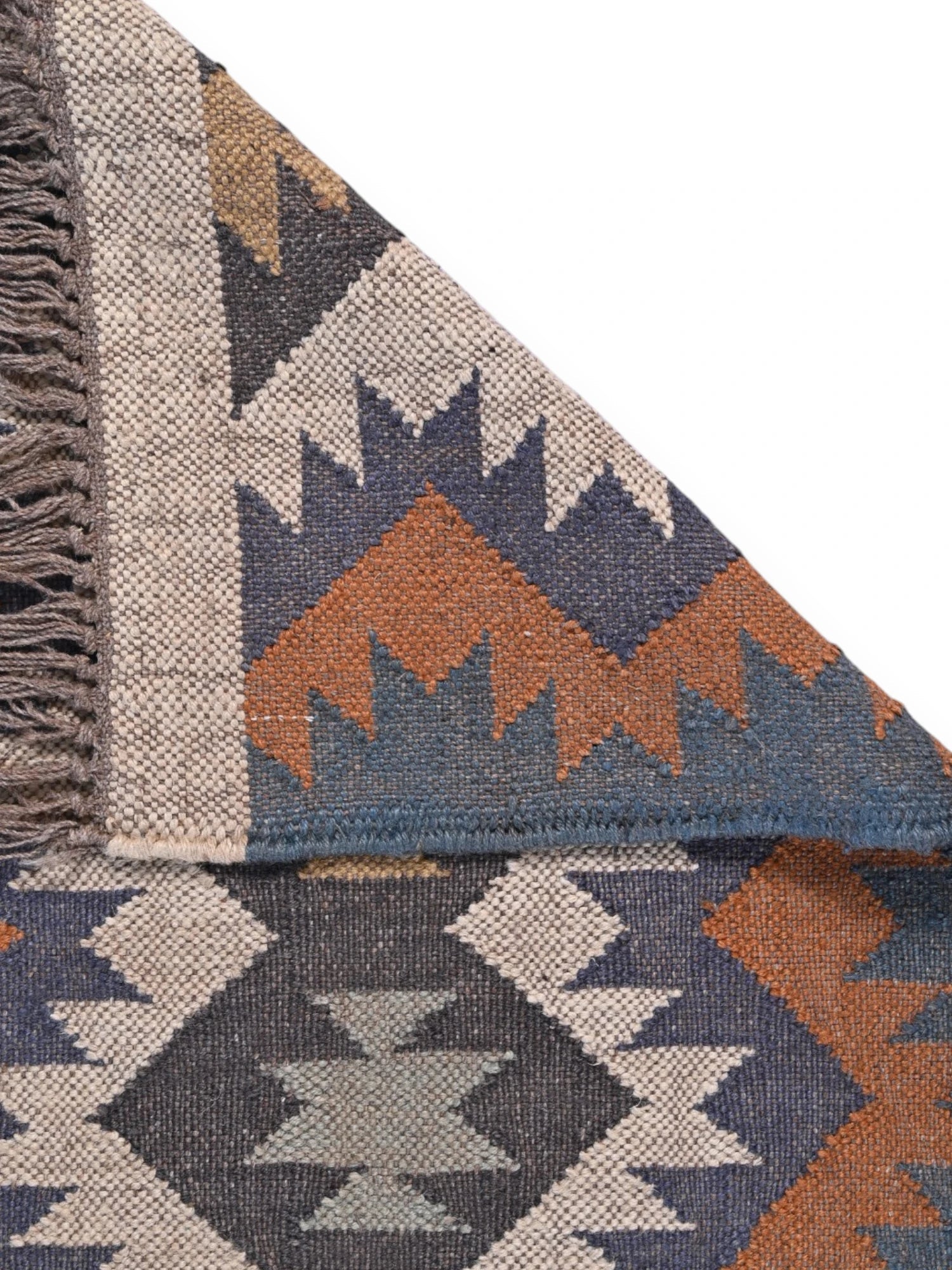 Detalle de alfombras kililm pasillo  60x180 multicolor necha a mano en fibras naturales