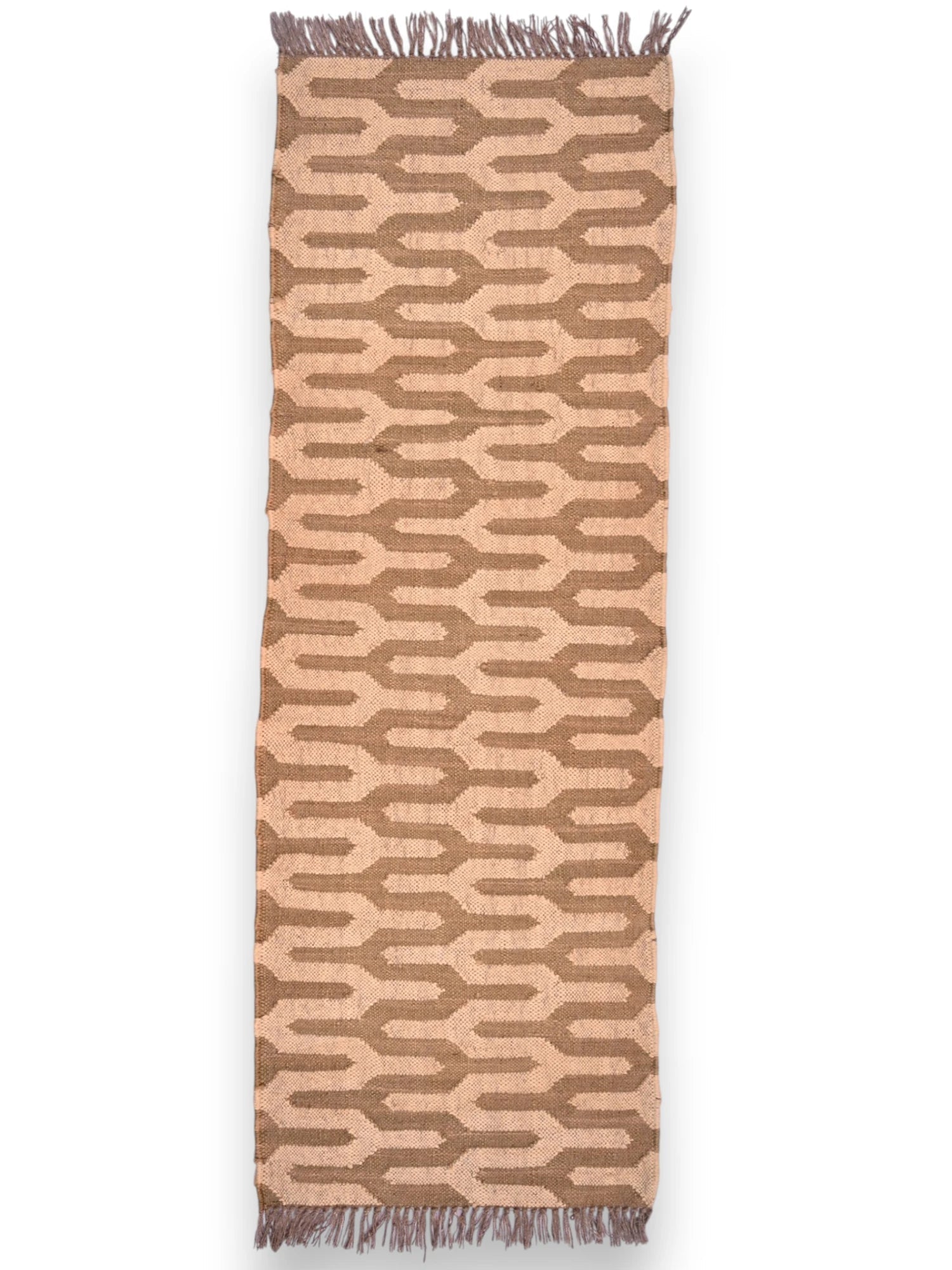 alfombras kililm pasillo 60x180 beige  marrón necha a mano en fibras naturales