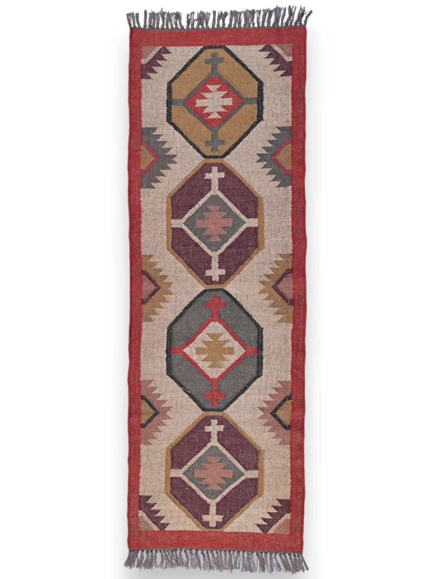 alfombras kililm pasillo  60x180 multicolor necha a mano en fibras naturales