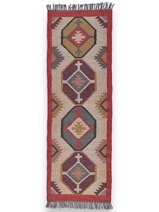 alfombras kililm pasillo  60x180 multicolor necha a mano en fibras naturales
