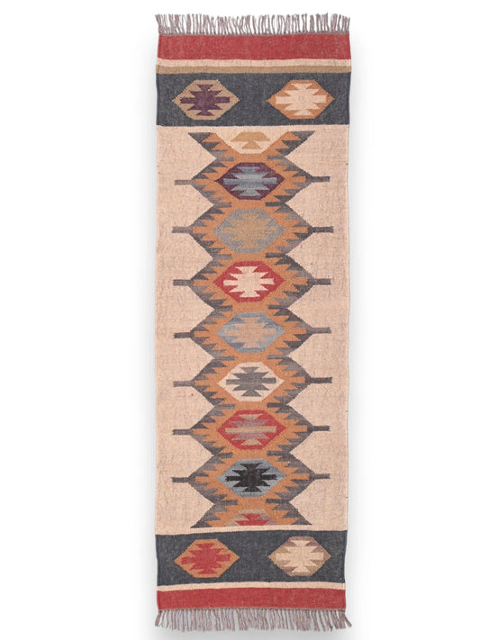 alfombras kilim pasillo 60x180 multicolor hecha a mano en fibras naturales