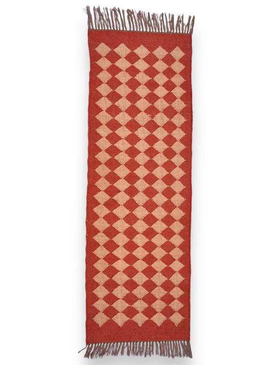 alfombras kililm pasillo 60x180 rojo beige necha a mano en fibras naturales