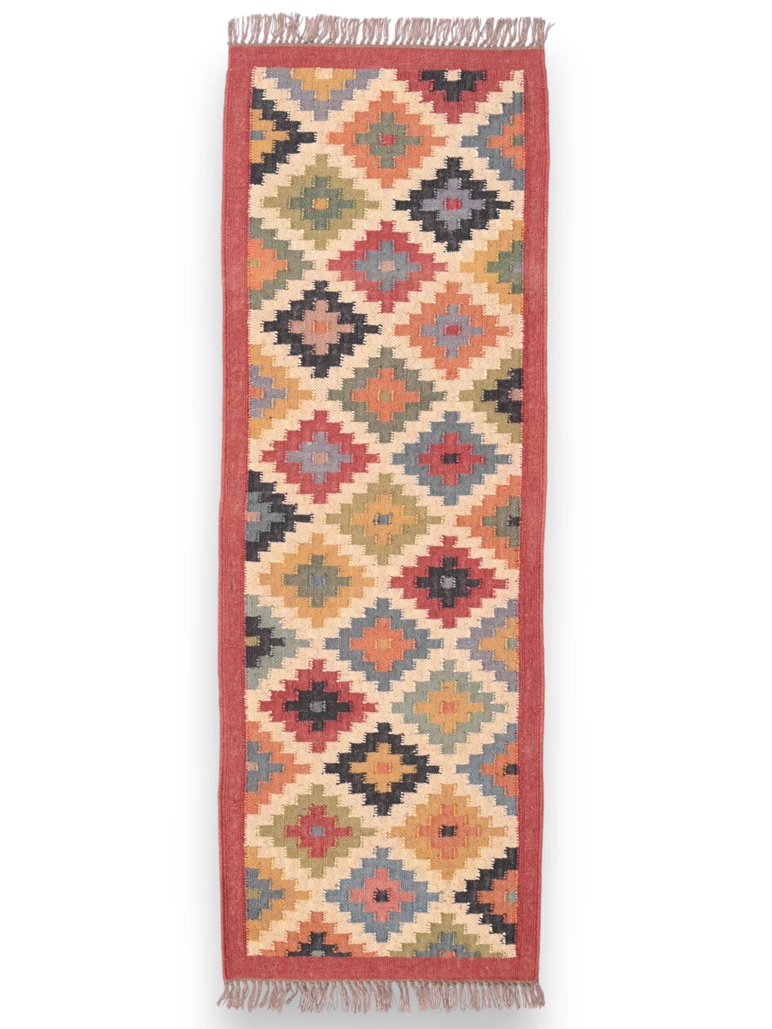 alfombras kilim pasillo 60x180 multicolor hecha a mano en fibras naturales