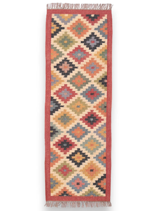 alfombras kilim pasillo 60x180 multicolor hecha a mano en fibras naturales