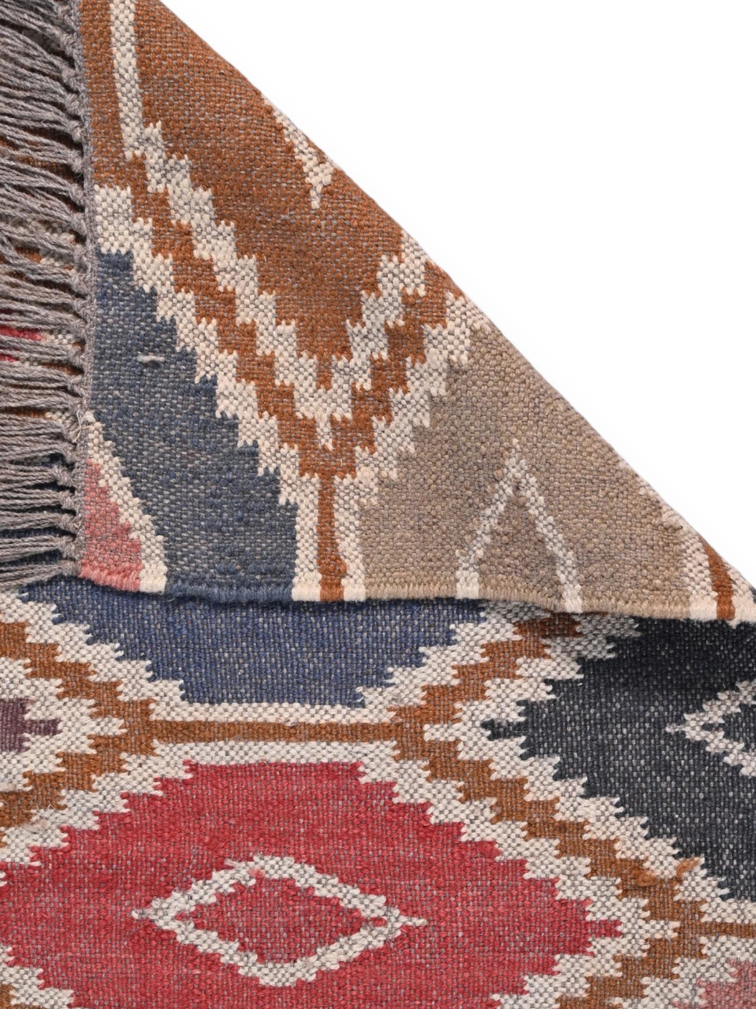 Detalle de alfombras kililm pasillo  60x180 multicolor necha a mano en fibras naturales
