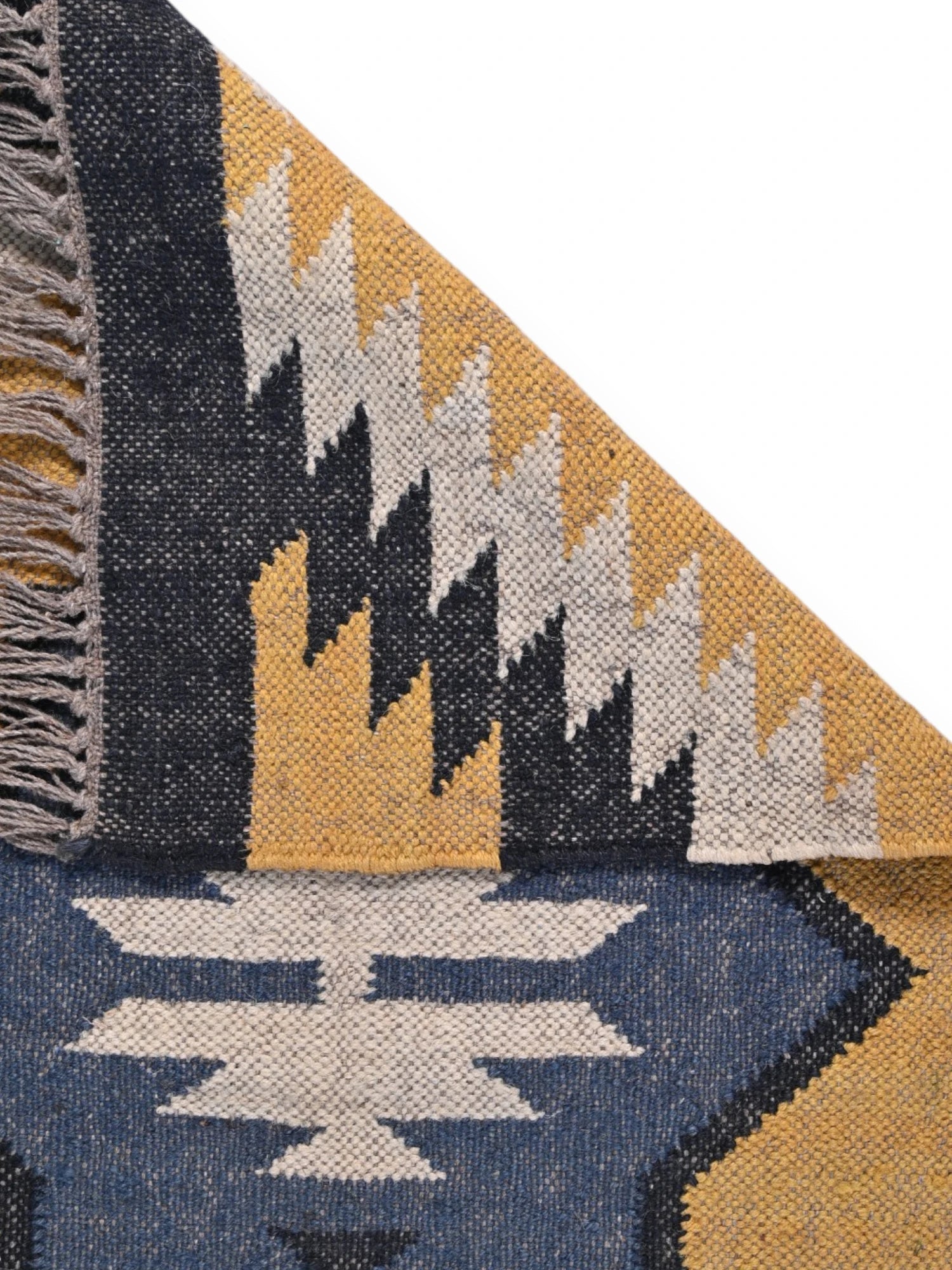 Detalle de alfombras kililm pasillo  60x180 multicolor necha a mano en fibras naturales