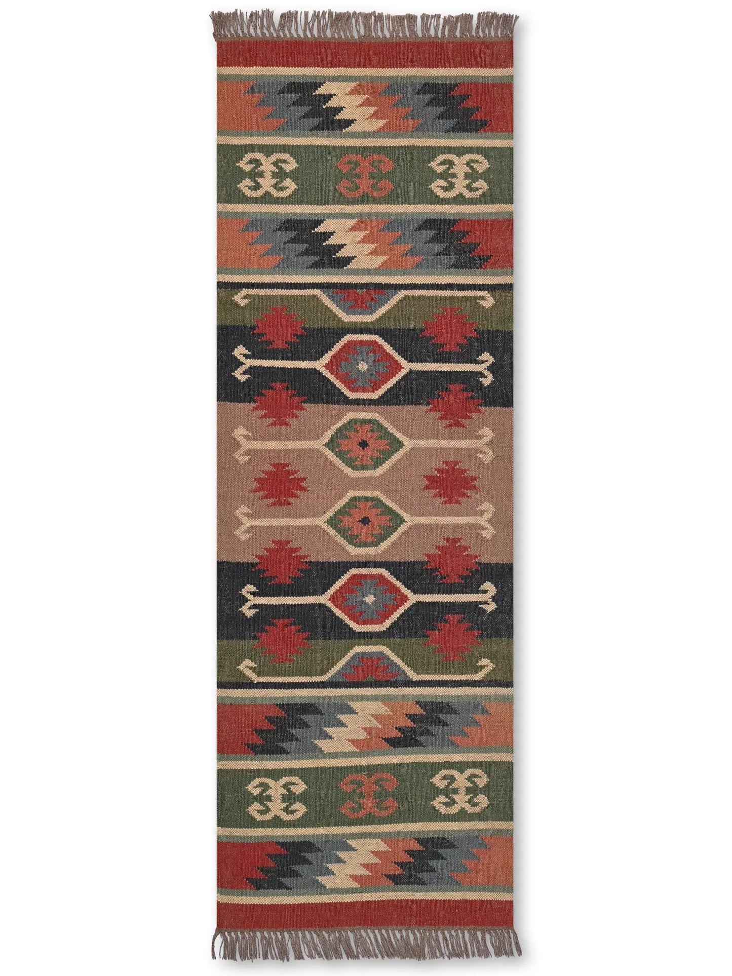 alfombras kilim pasillo 60x180 multicolor hecha a mano en fibras naturales