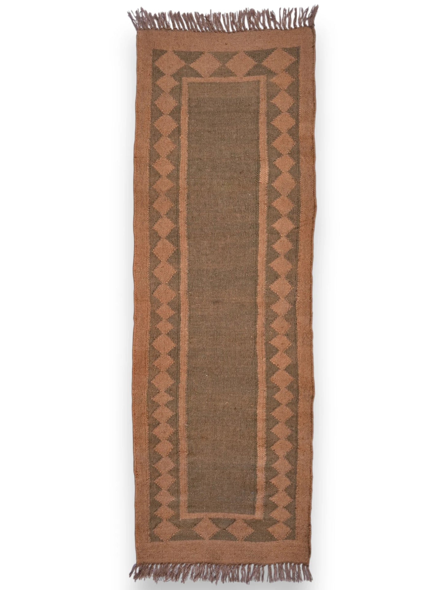 alfombras kililm pasillo 60x180 marrón necha a mano en fibras naturales
