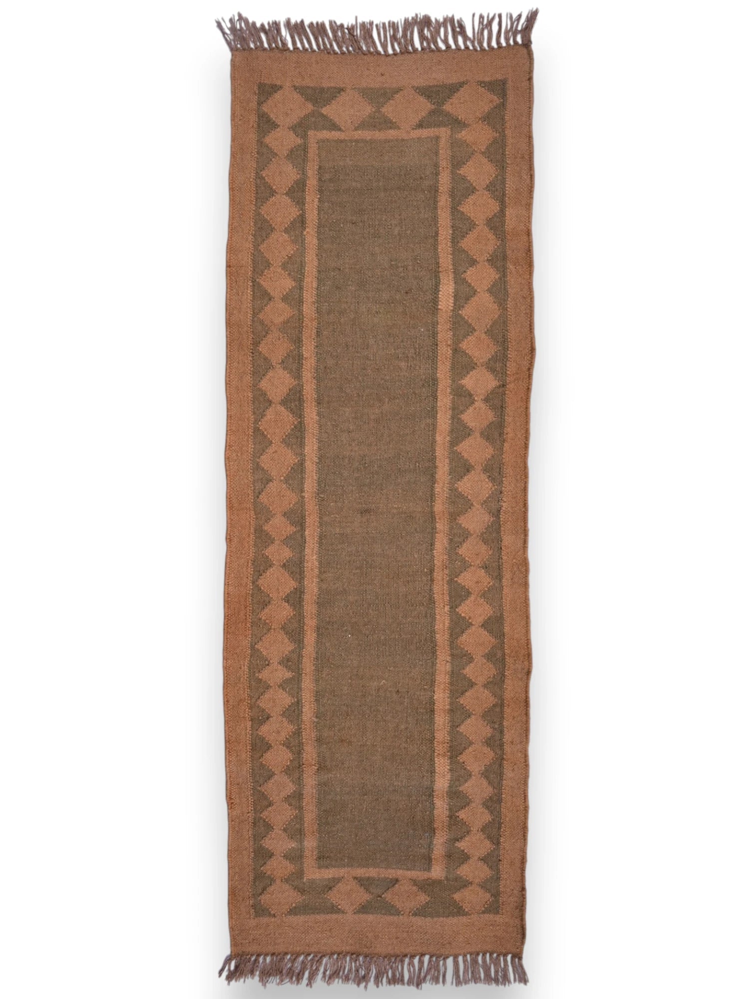alfombras kililm pasillo 60x180 marrón necha a mano en fibras naturales