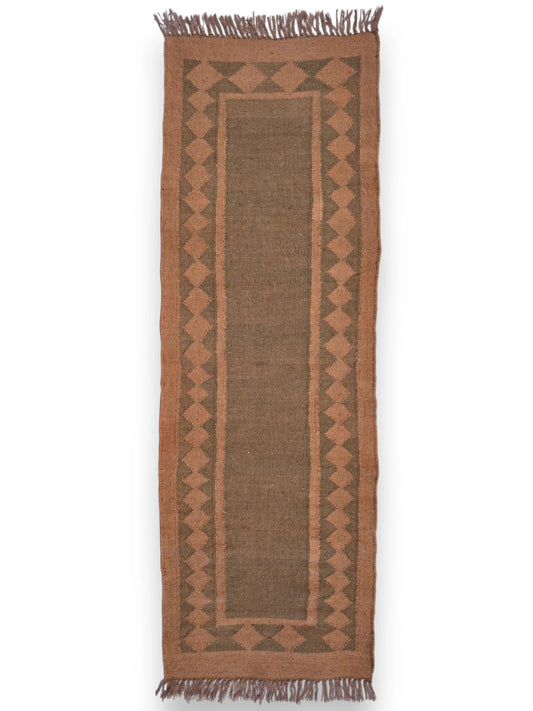 alfombras kililm pasillo 60x180 marrón necha a mano en fibras naturales
