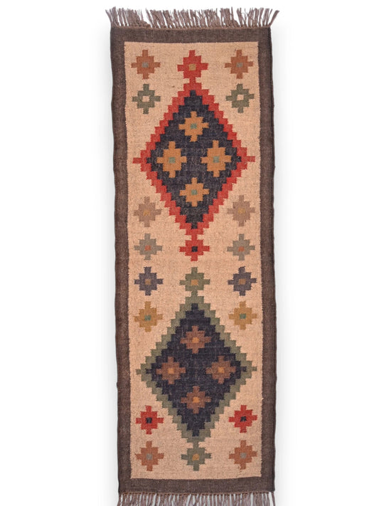 alfombras kililm pasillo 60x180 multicolor necha a mano en fibras naturales

