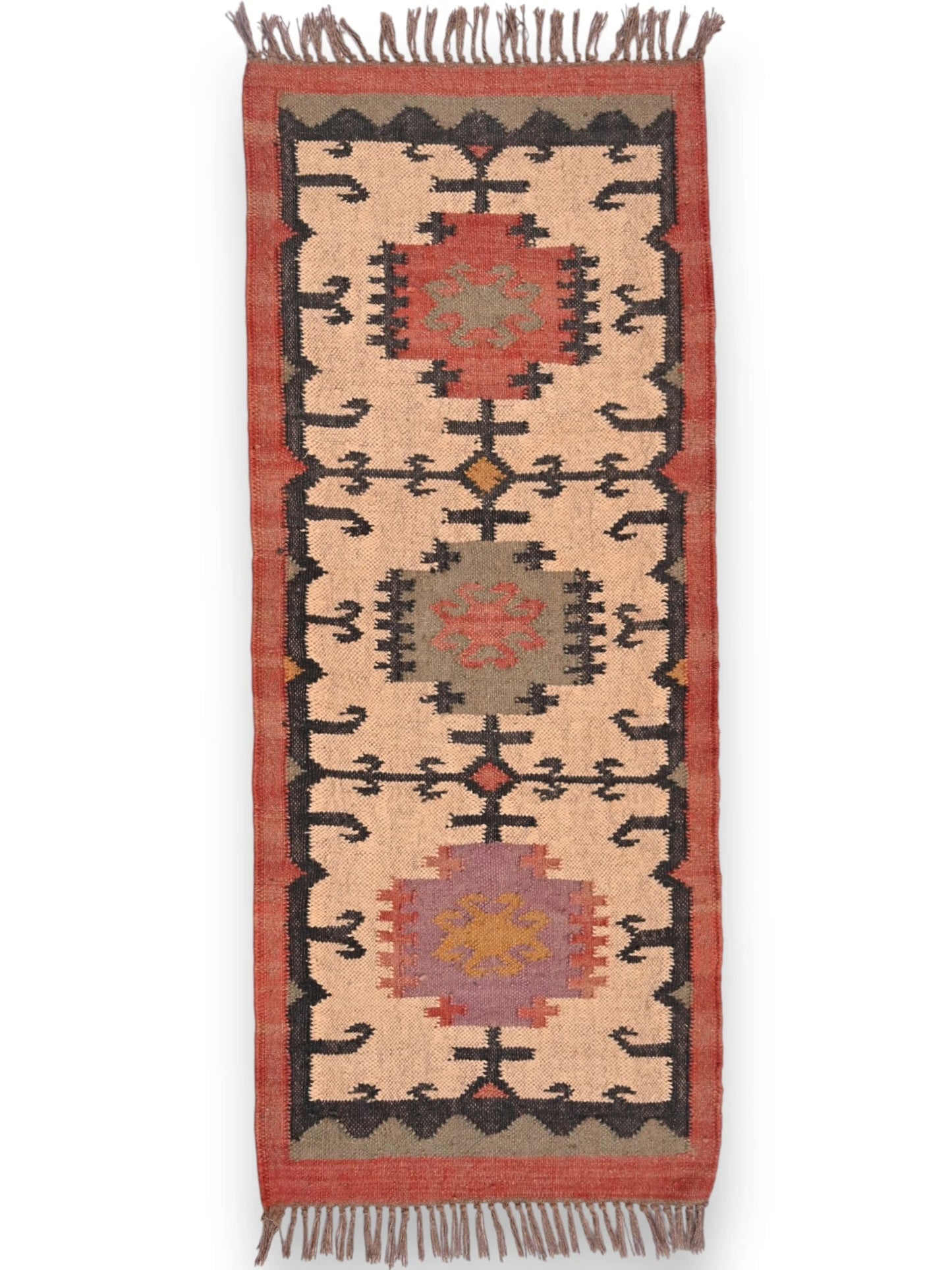 alfombras kililm pasillo 60x180 multicolor necha a mano en fibras naturales