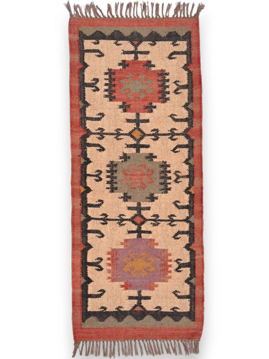 alfombras kililm pasillo 60x180 multicolor necha a mano en fibras naturales