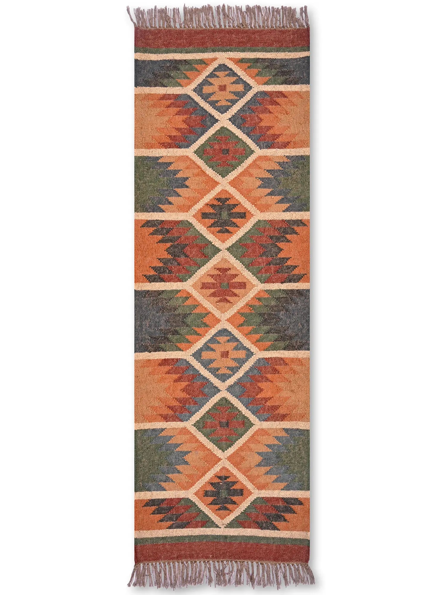 alfombras kililm pasillo 60x180 multicolor necha a mano en fibras naturales