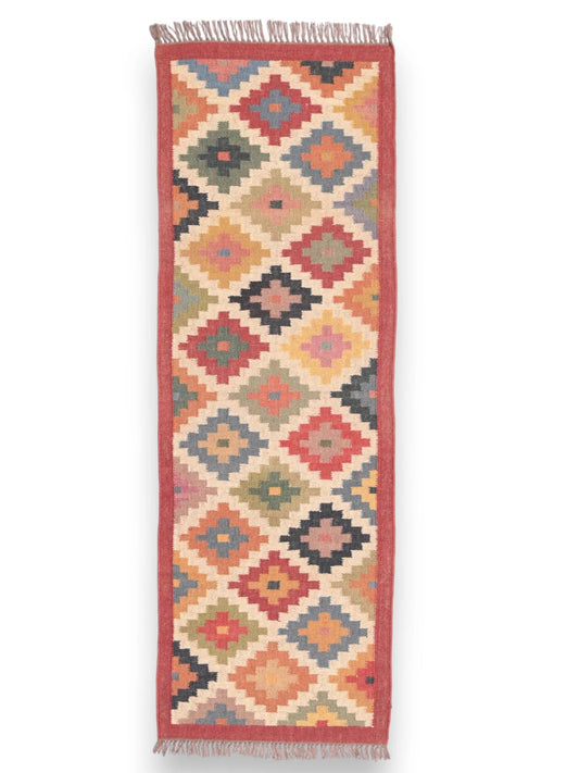 alfombras kilim pasillo 60x180 multicolor hecha a mano en fibras naturales